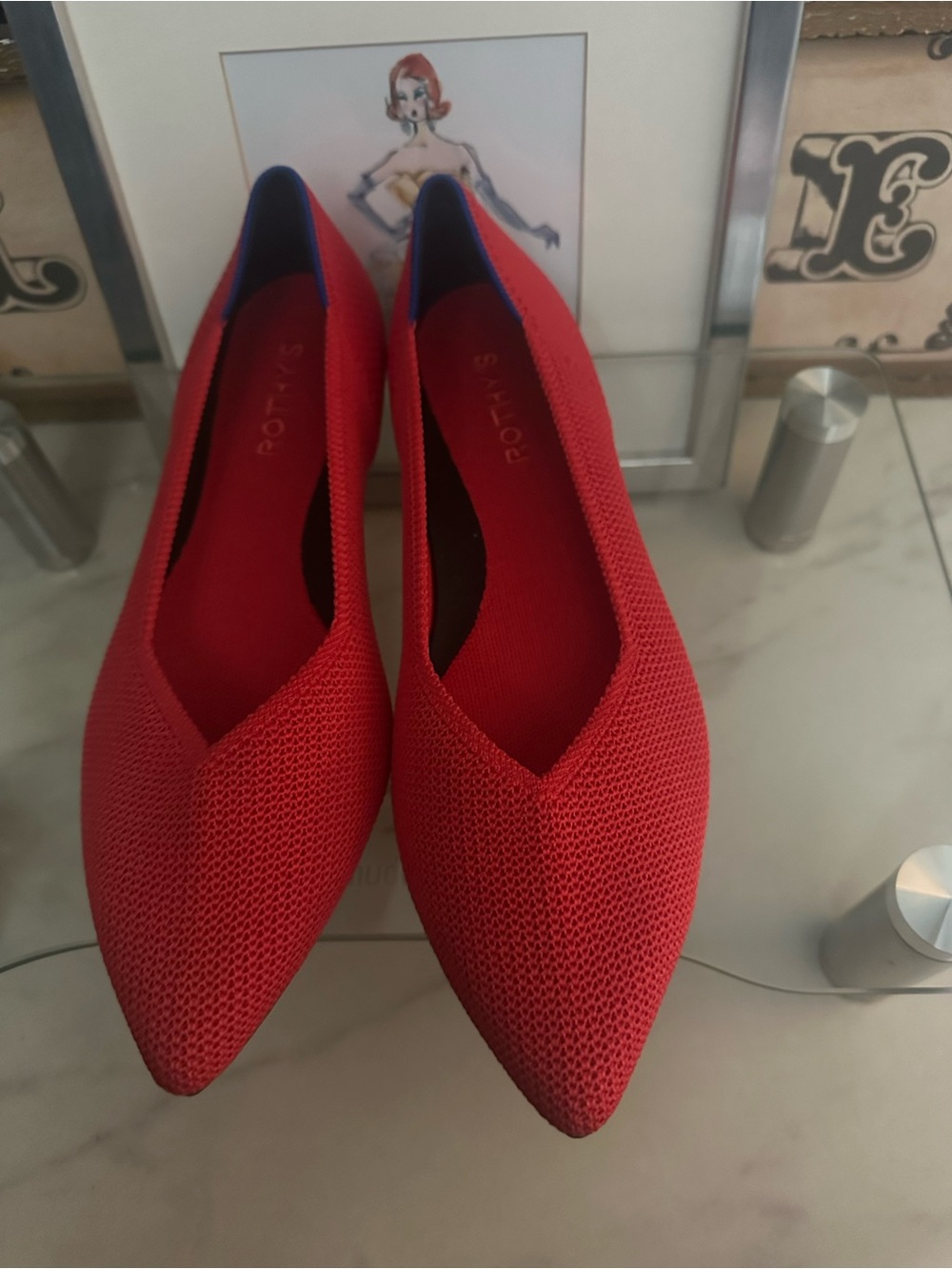 Rothy's Red Point 2 Knit Flats - Size 9.5 - New - Discontinued Weave and Color